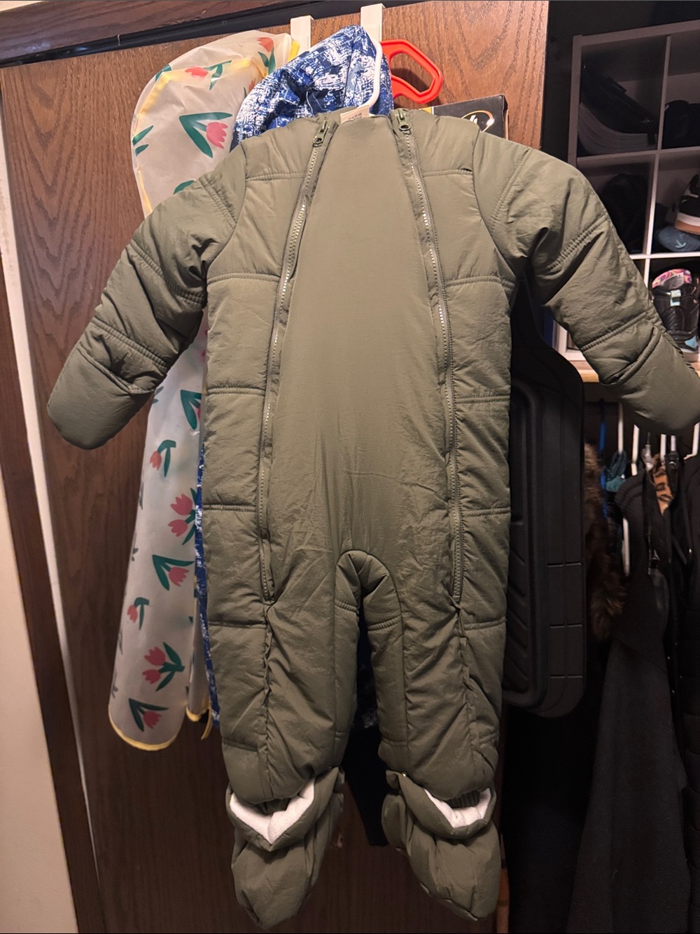 First Impressions Olive Green Puffer One-Piece Snowsuit